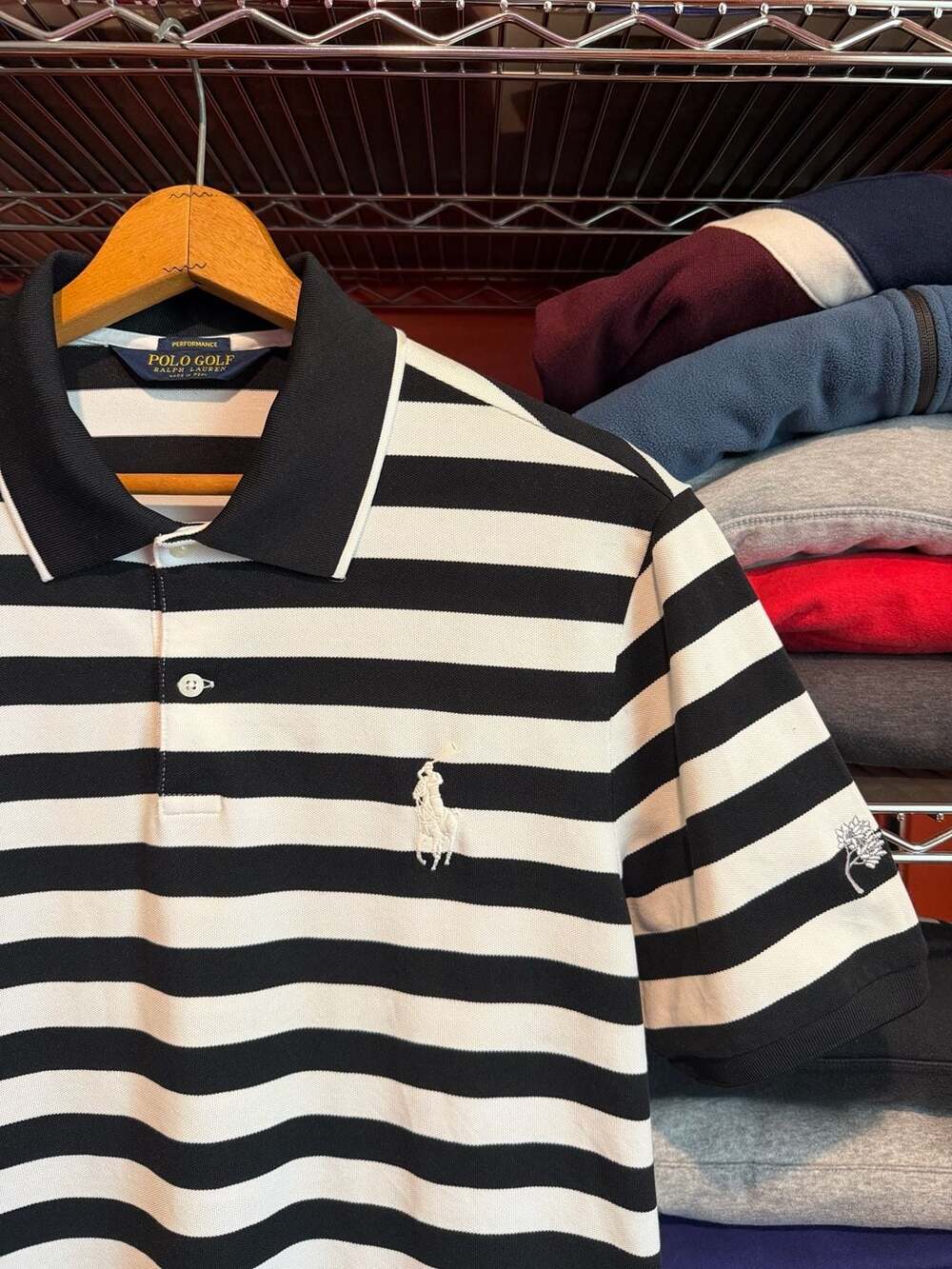 Polo Golf Ralph Lauren Striped Polo Shirt Size XL Black White Pro Fit Big Pony